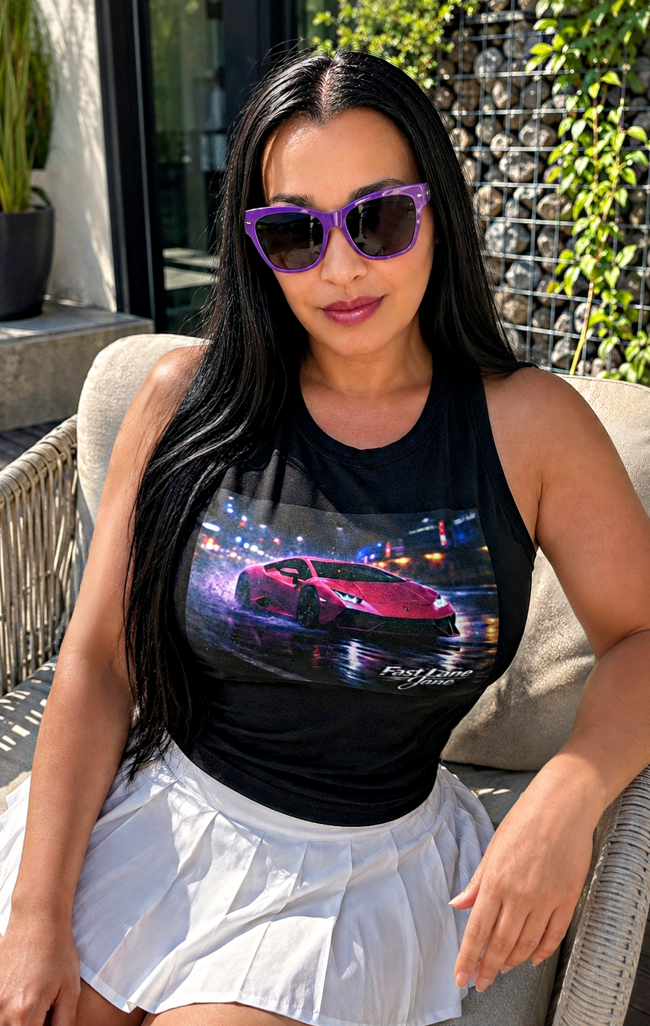 Fast Lane Jane tank styled outdoors